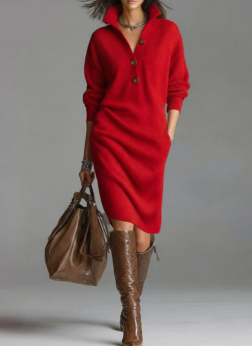 Sukienka Seryna – Wysoki Kołnierz i Luźny Krój