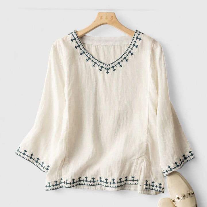 Taysia | Elegancka Bluzka z Dekoltem w Serek