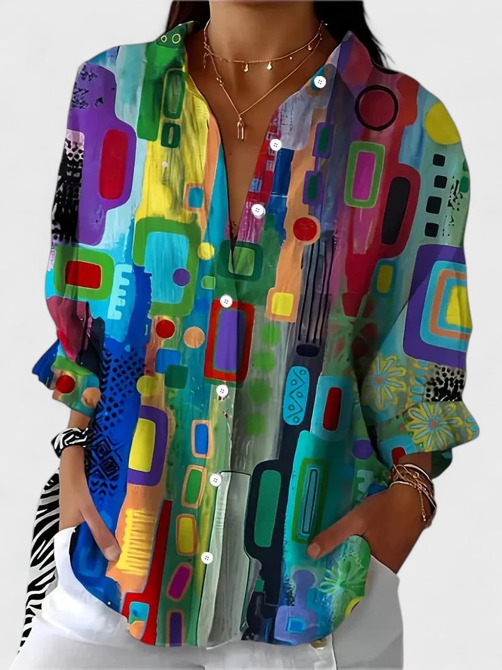 Rose™ | Elegancka Bluzka w Geometryczny Wzór