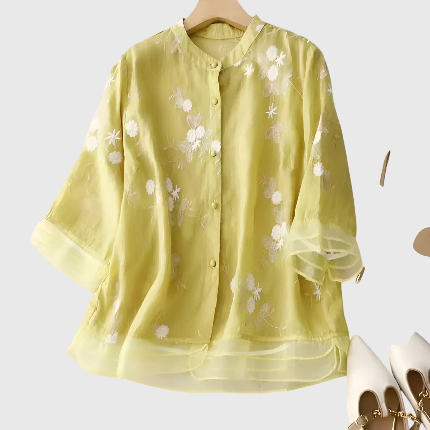 Nellie™ | Elegancka Bluzka z Haftowanymi Kwiatami