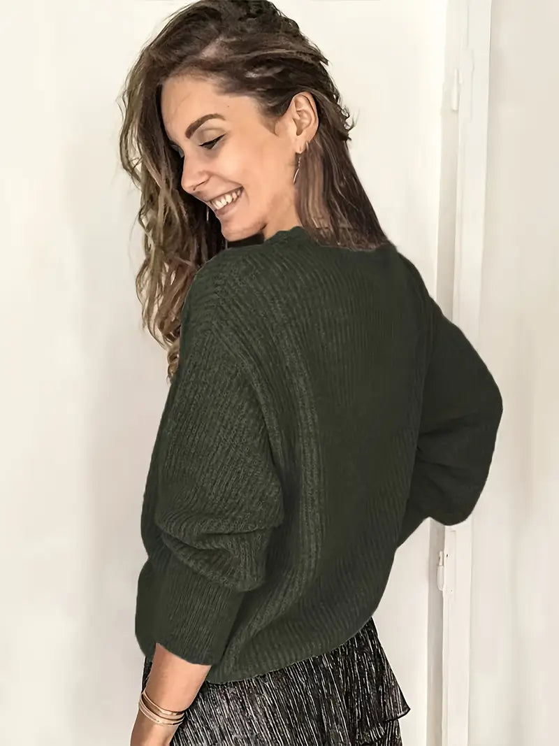 Rozelyn - Elegancki sweter w sploty z dekoltem w kształcie litery V