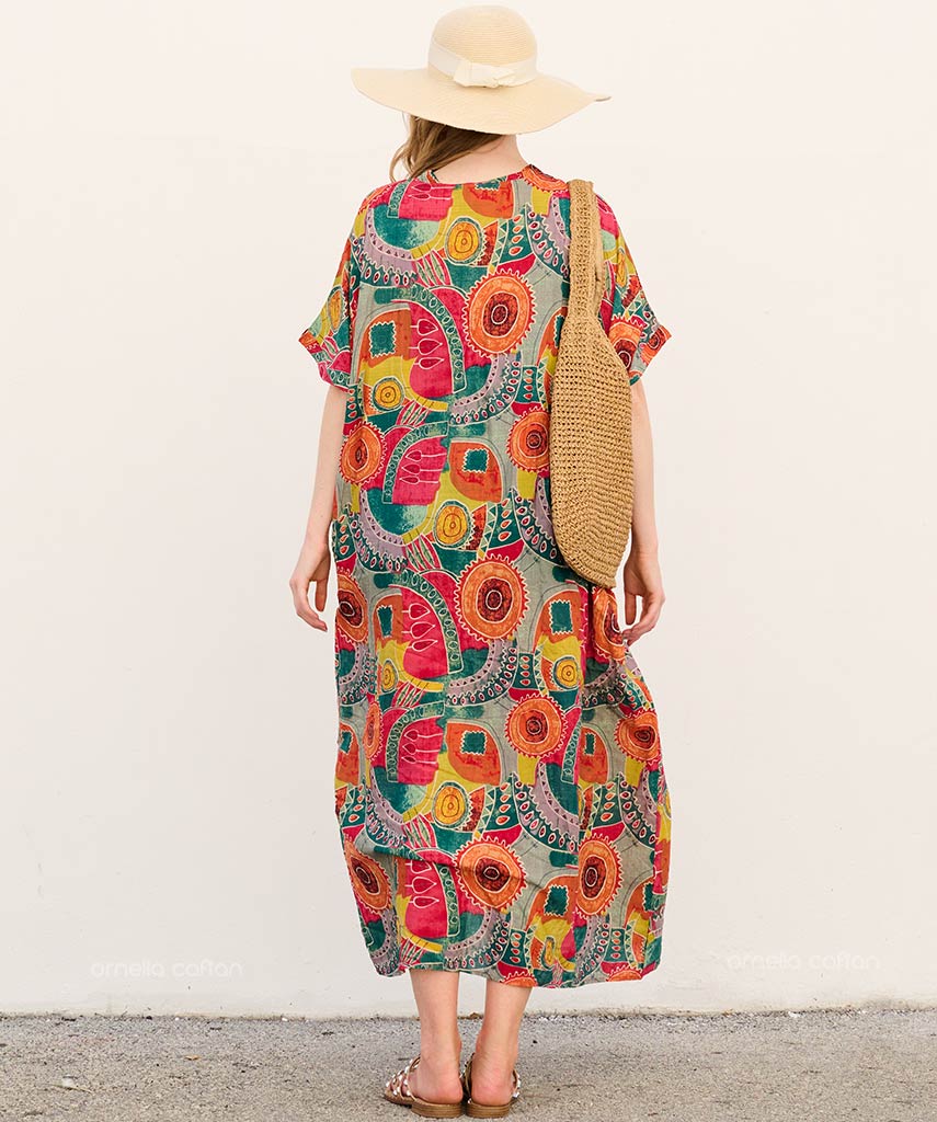 Zira - Sukienka typu kaftan z kieszeniami do noszenia na co dzień